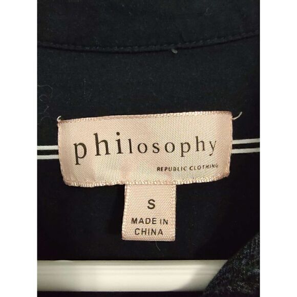 Philosophy button down shirt size small black white - Picture 2 of 7